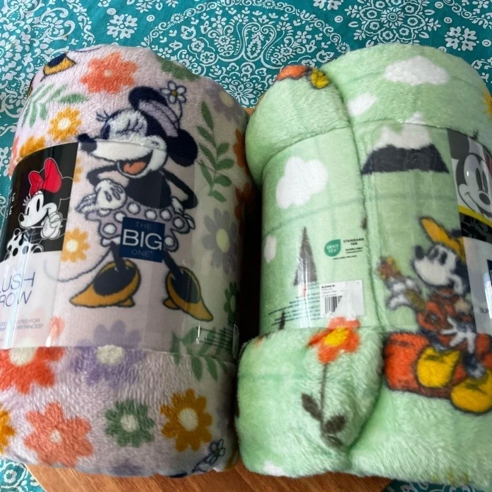 The Big One Disney Mickey & Minnie Mouse Throw Blanket LOT (2) 60